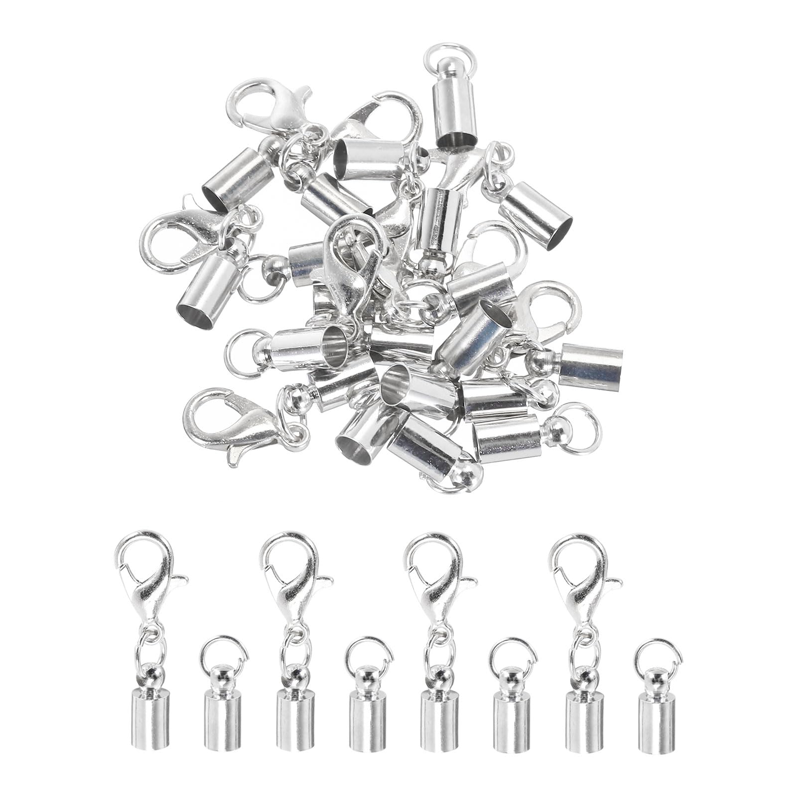 MECCANIXITY 10Pcs 3.5mm Silver Cord End Caps, Barrel Beads Kumihimo End Caps for Leather Ribbon Jewelry Making - DIY Necklace, Bracelet & Craft Supplies - Perfect for Beading, Kumihimo Braiding & Jewelry Design Projects