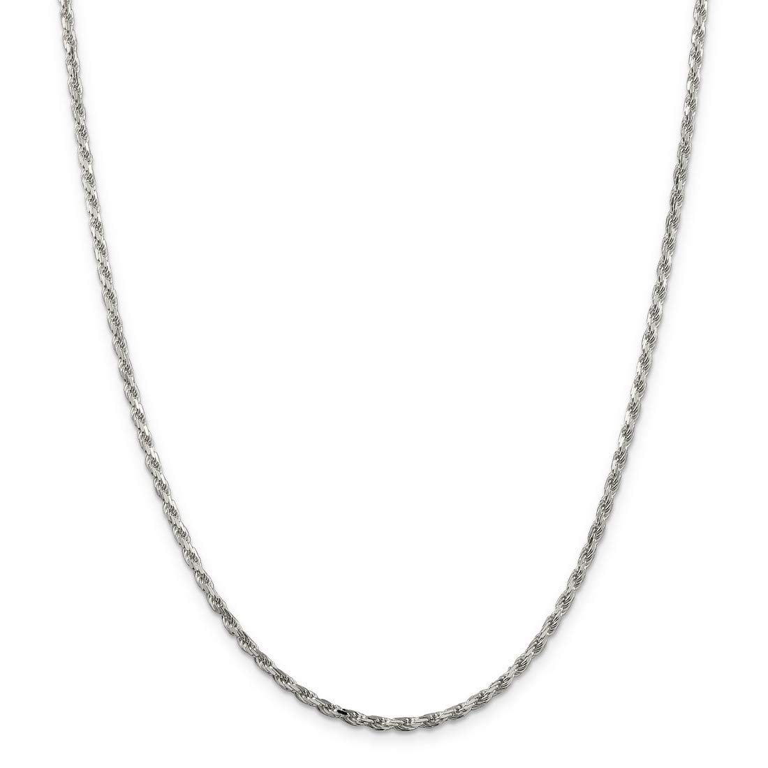 14K Sterling Silver Diamond-Cut Rope Chain Necklace, Bracelet or Anklet - Elegant Jewelry for Women, Perfect for Gifts, Parties & Everyday Wear