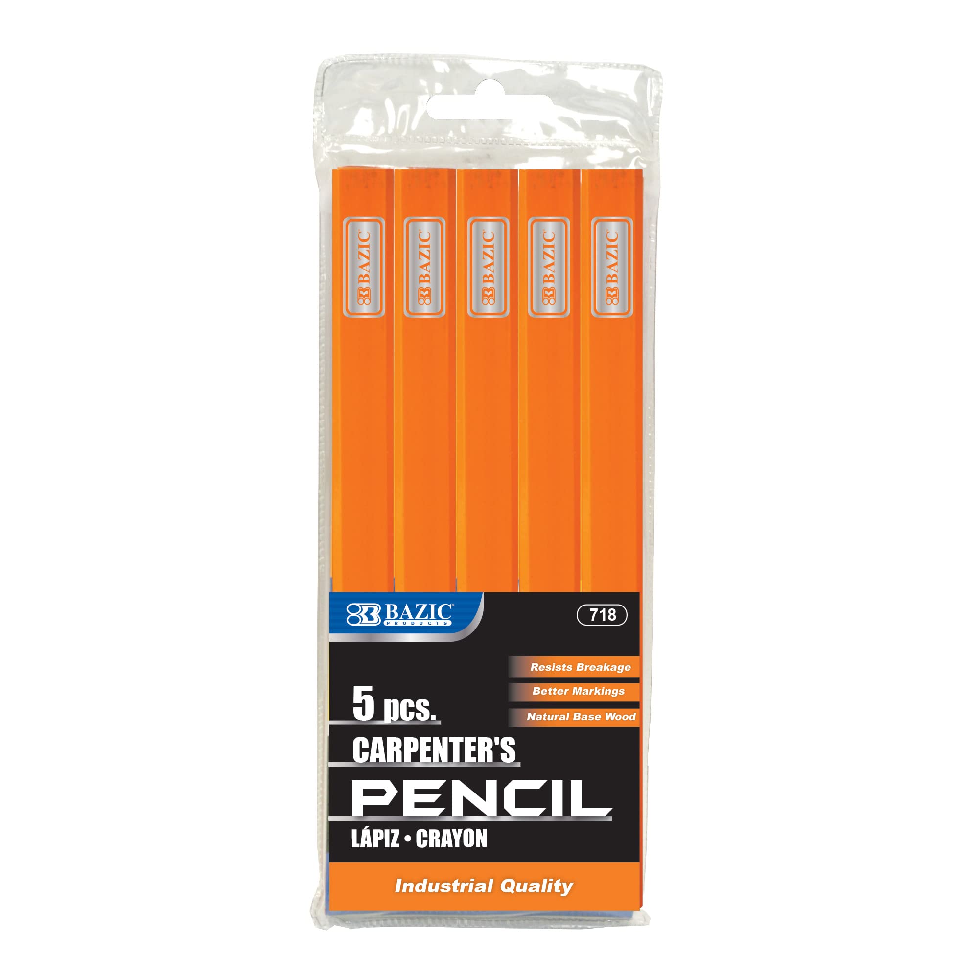 BAZIC Wood Carpenter Pencils - Jumbo Oval Shape, Durable for School, Office, Drawing, Sketching & Exams (5/Pack, 144-Packs) - Perfect for Construction, Woodworking & DIY Projects