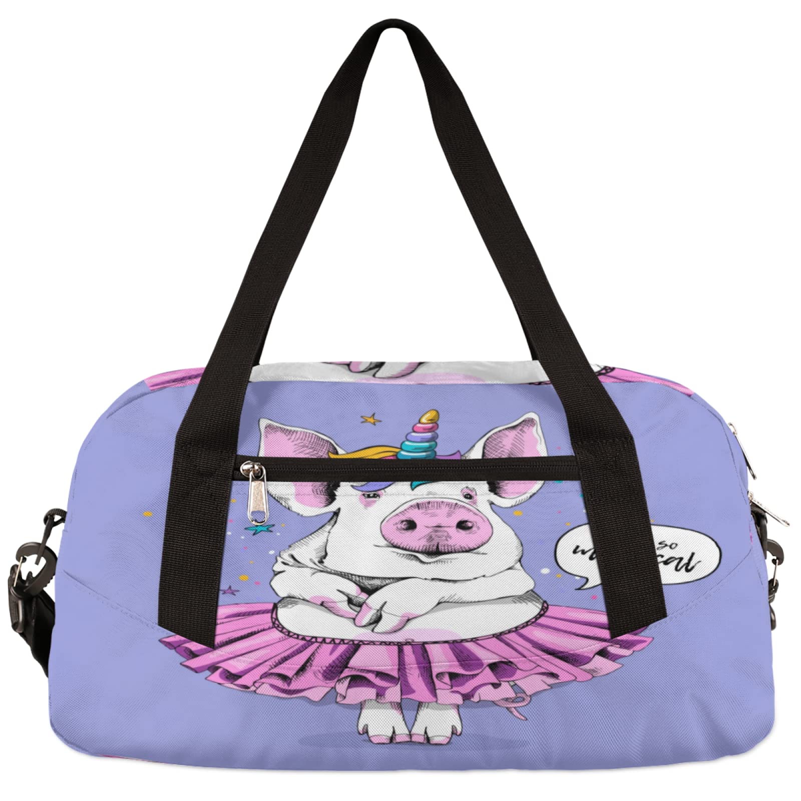 Funny Pig Dance Kids Duffle Bag - Waterproof Sports Gym Bag for Boys & Girls - Perfect for School, Travel, Overnight Trips & Sports Activities