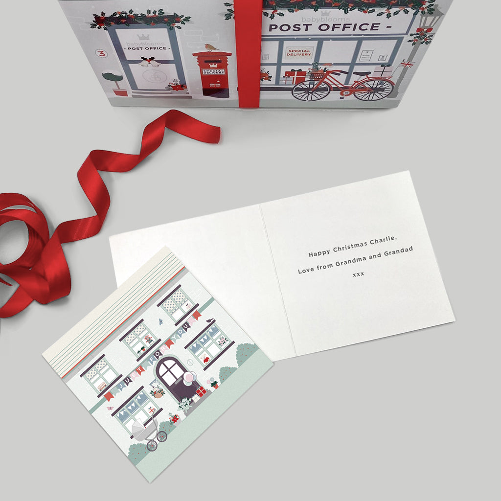 Personalized Grey Berkeley Bear Baby Christmas Welcome Gift Hamper - Perfect for Newborns, Baby Showers, and Holiday Celebrations