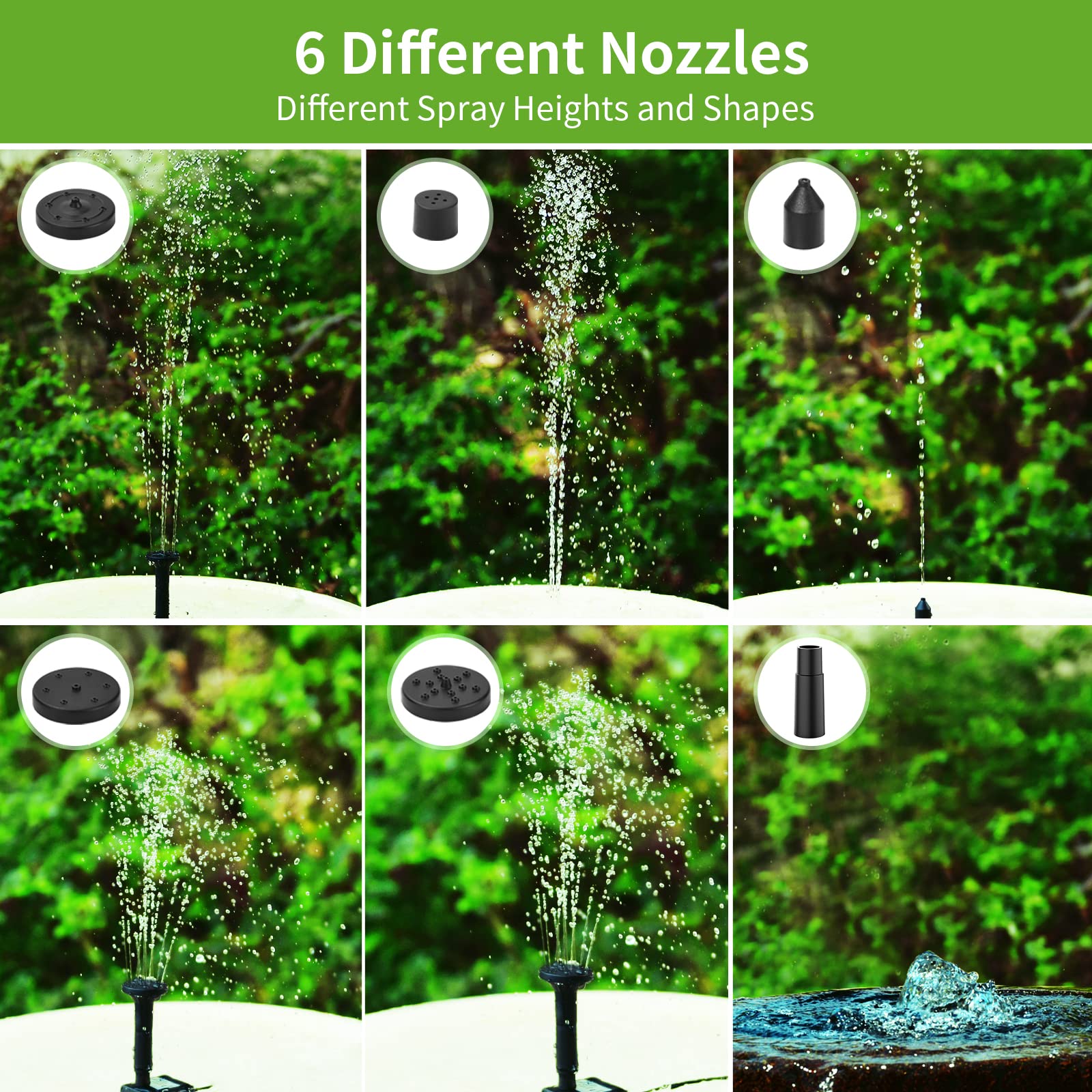 Ankway 2W Solar Fountain Pump Kit (2 Pack) - Solar Powered Outdoor Water Pump for Bird Baths, Ponds, Pools, Gardens, Fish Tanks & Yards - Perfect for Decorative Water Features & Wildlife Attraction
