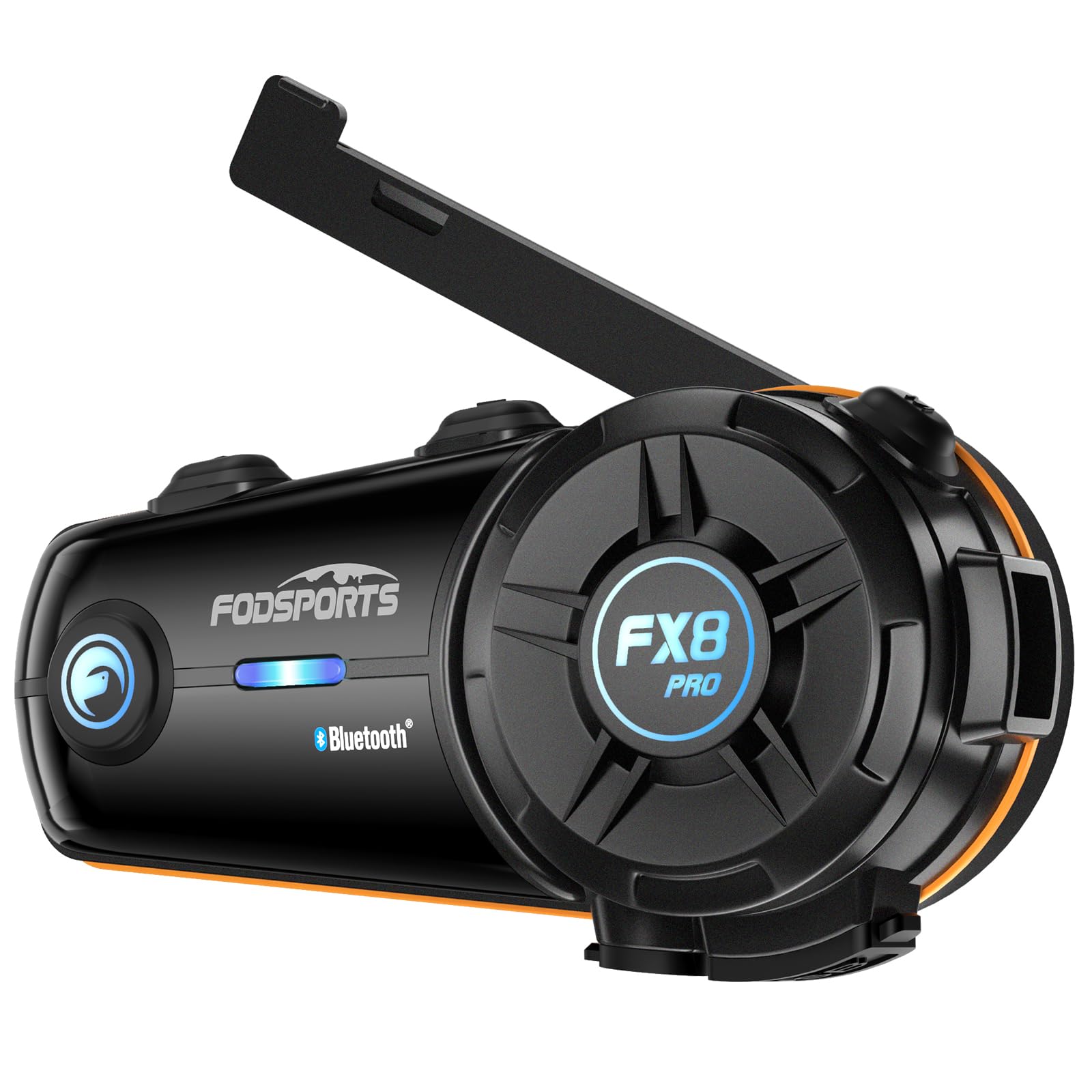 Fodsports FX8 Pro Motorcycle Bluetooth Headset - 8 Rider Intercom System with Dual-Chip Audio Mixing, Music Sharing, 3 Sound Modes & FM Radio | Ideal for Group Rides, Touring & Adventure Motorcycling