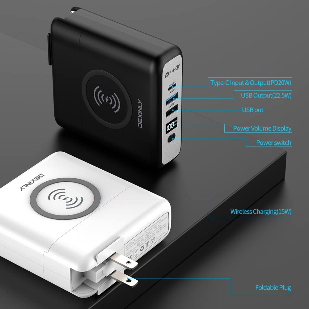 10000mAh Portable Wireless Power Bank - 3-in-1 Fast Charger with PD20W USB-C & QC3.0 USB-A - External Battery Pack for iPhone, iPad, Android, Laptops - Perfect for Travel, Camping & Emergency Charging (White)
