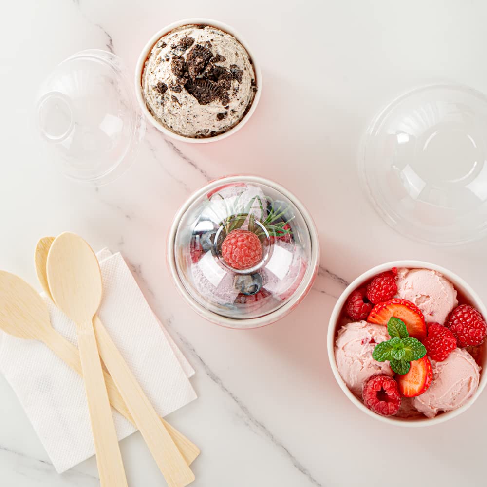50 Pack Clear Plastic Dome Lids for 5oz Coppetta To-Go Cups - Disposable Dessert Cup Lids - Perfect for Ice Cream, Parfaits & Takeaway Desserts in Restaurants, Cafes & Bakeries