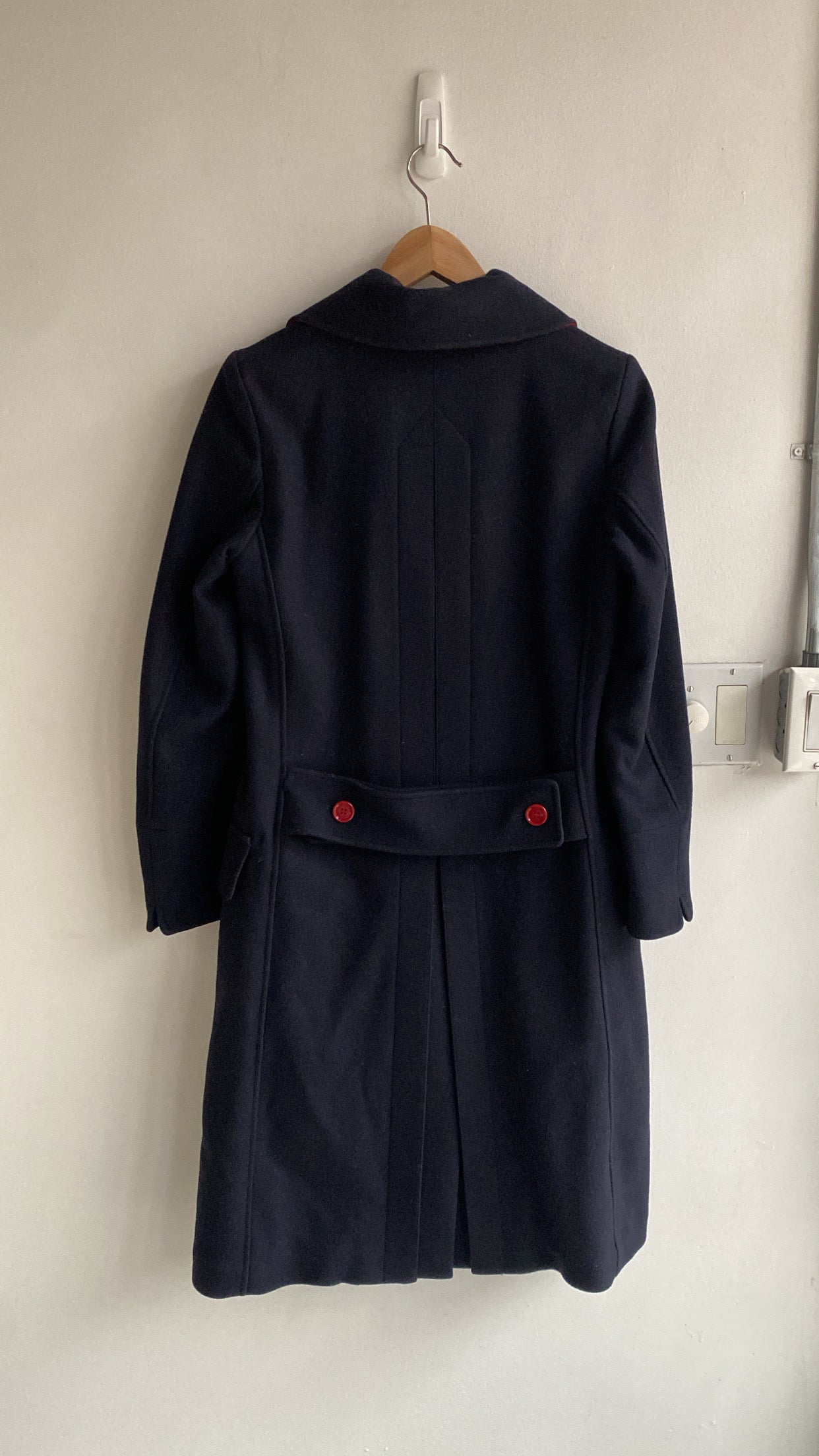 Burberry Navy Wool Coat for Women - Classic Winter Trench Coat with Belt, Warm & Stylish Outerwear for Office, Travel & Formal Occasions