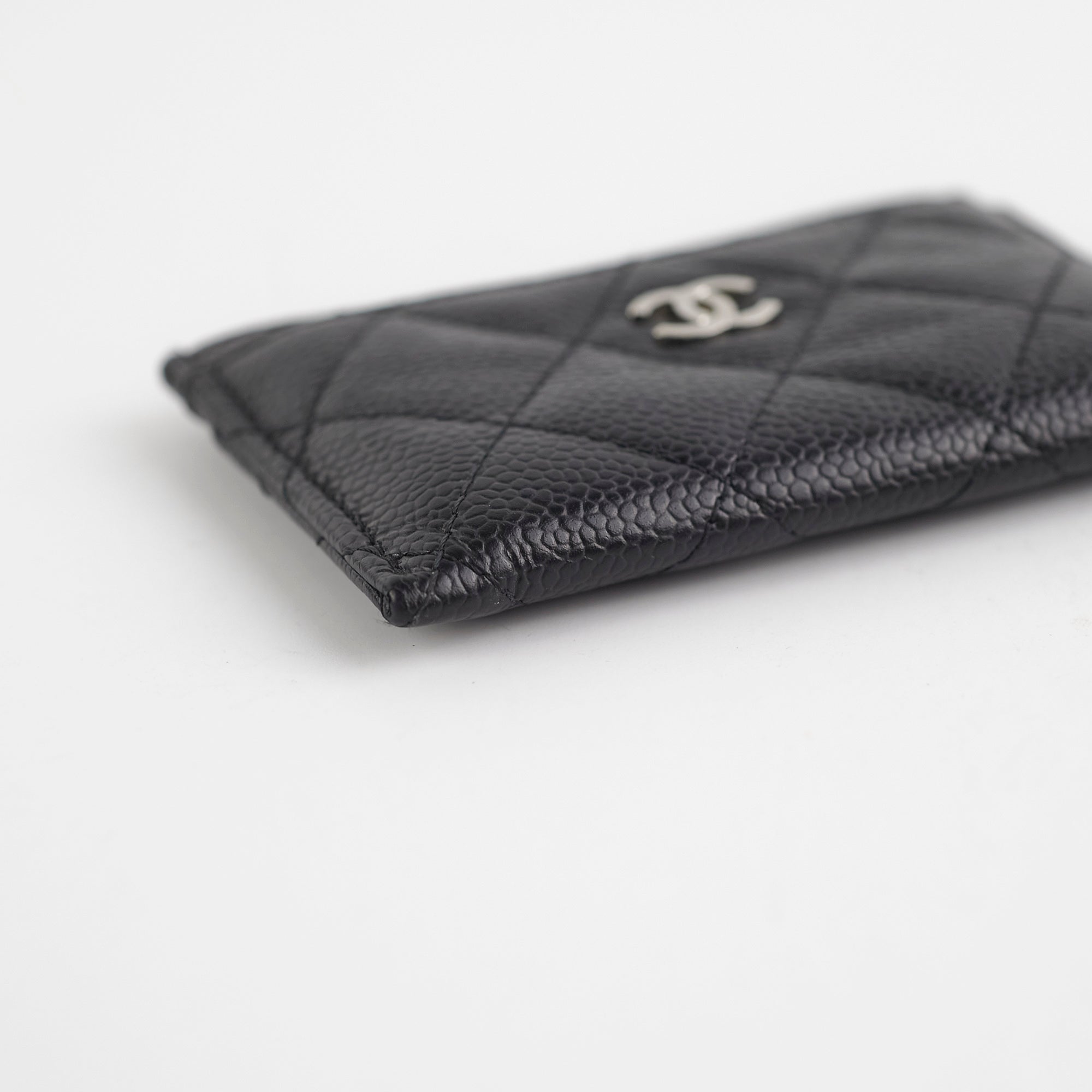 Chanel Black Caviar Leather Card Holder - Luxury Compact Wallet for Credit Cards & ID - Perfect for Everyday Use, Travel & Gifting