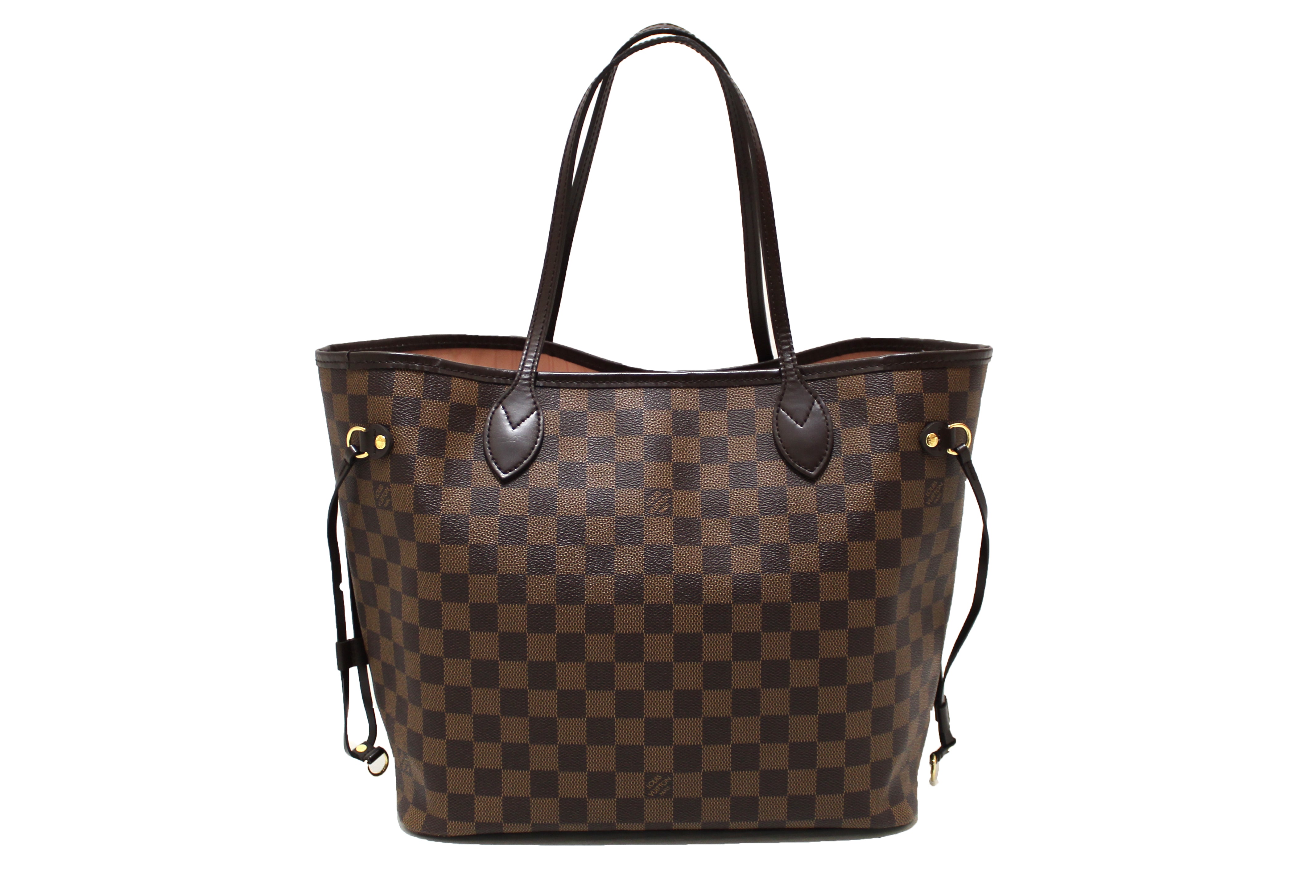 Authentic Louis Vuitton Damier Ebene Canvas Neverfull MM Tote Shoulder Bag for Women - Luxury Designer Handbag for Work, Travel & Everyday Use