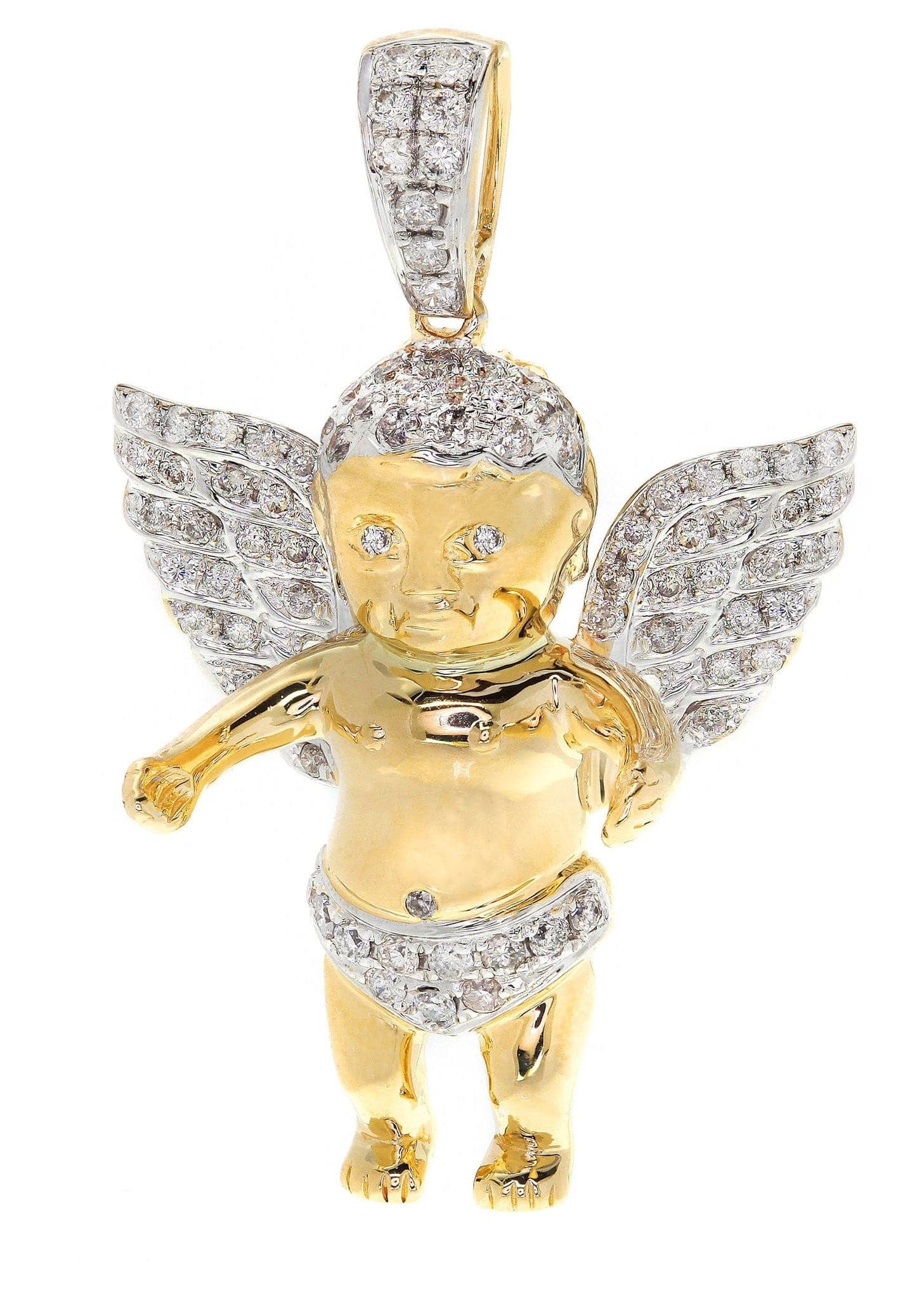 Diamond Angel Pendant Necklace - 10.5 Grams Solid Gold with 0.83 Carat Genuine Diamonds - Perfect for Valentine's Day Gifts, Anniversary Presents & Special Occasions
