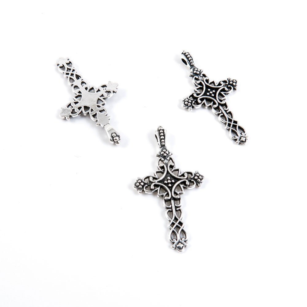 660-Piece Antique Silver Tone Jewelry Making Charms Set - Latin Cross Pendant & Ancient Findings for DIY Crafting - Bulk Supplies for Necklaces, Bracelets & Scrapbooking Projects