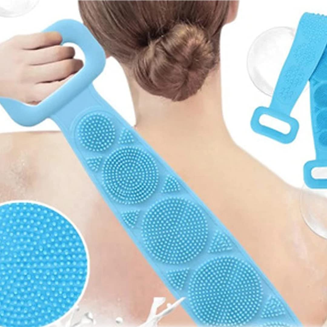 BullBear Silicone Body Scrubber & Massager - Dual Sided Exfoliating Bath Brush for Deep Skin Cleaning & Relaxing Back Massage - Multi Color (Pack of 1) - Perfect for Shower, Spa & Home Bathing Routine