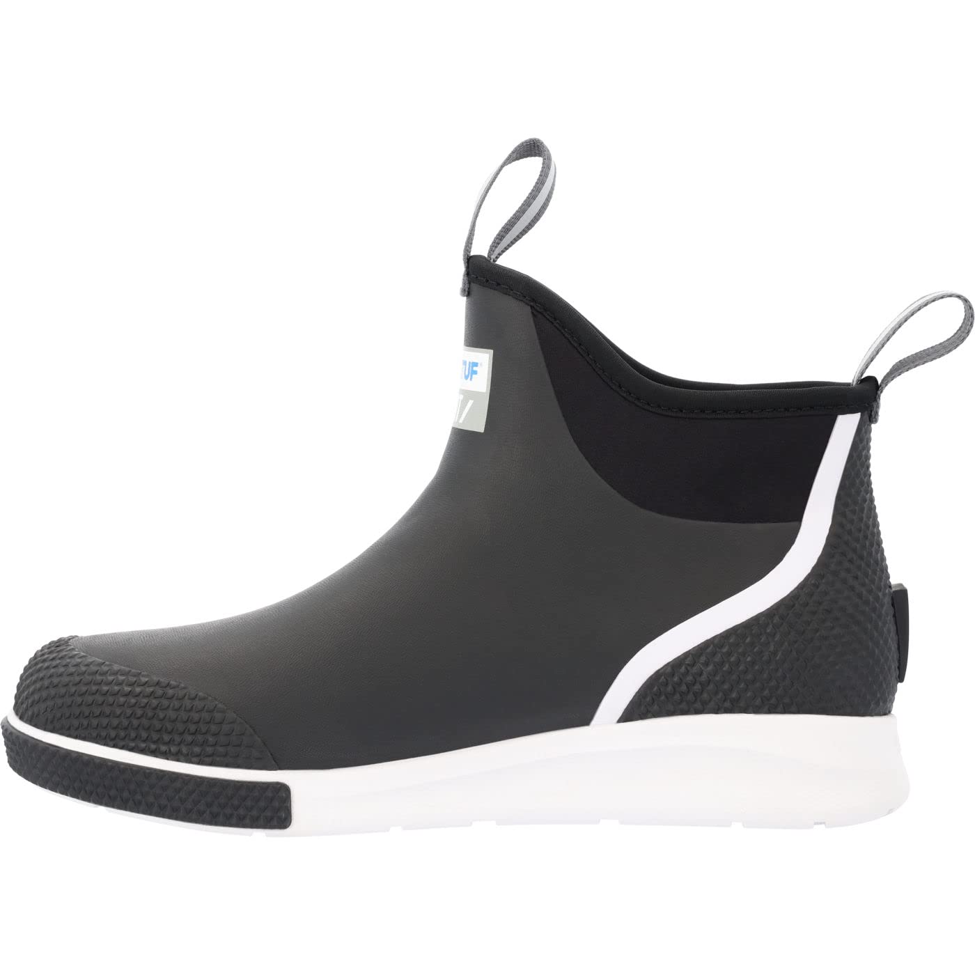 Xtratuf Men's 6 Inch Sport Ankle Deck Boots - Waterproof Fishing & Work Boots for Men, Non-Slip Rubber Boots, Black - Perfect for Boating, Fishing, Hiking & Outdoor Activities