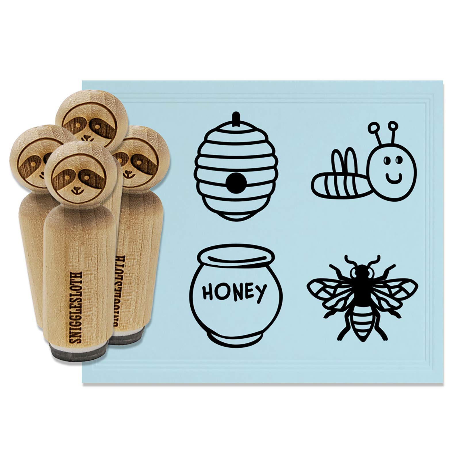 Bee Hive & Honey Pot Rubber Stamp Set - 3/4 Inch Small for DIY Crafting, Scrapbooking, Planner Decoration & Card Making - Perfect for Handmade Gifts & Art Projects
