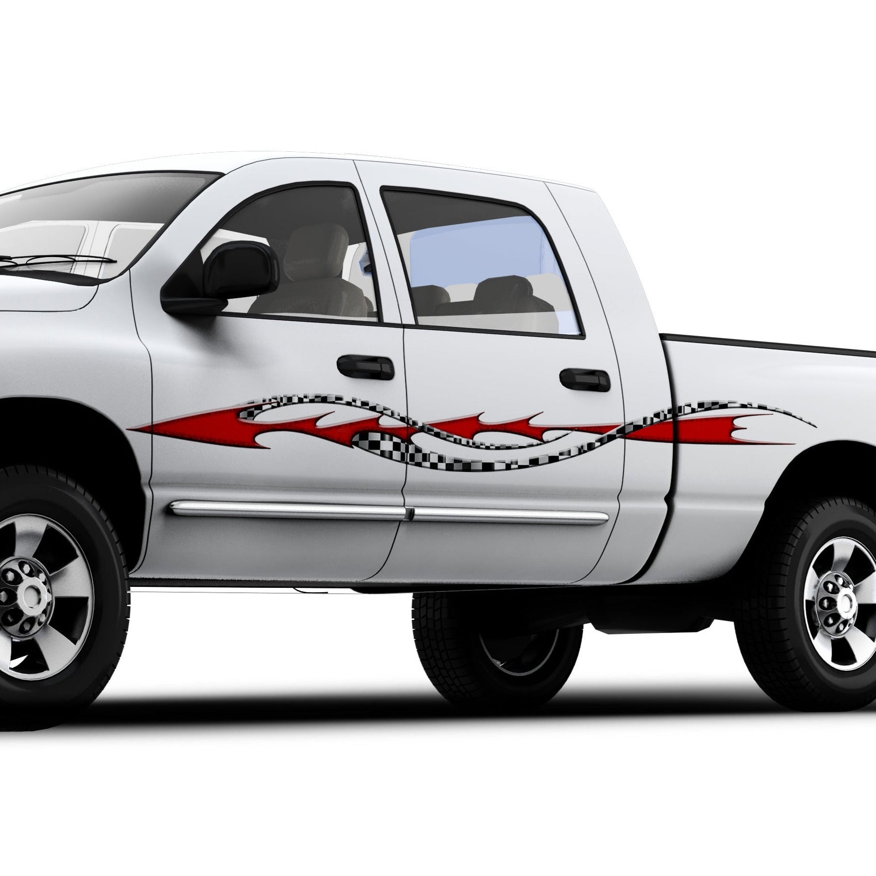 Shock Checkered Flag Stripes Truck Decals - High-Quality Vinyl Stickers for Cars, Trucks & SUVs - Perfect for Racing Enthusiasts & Auto Customization