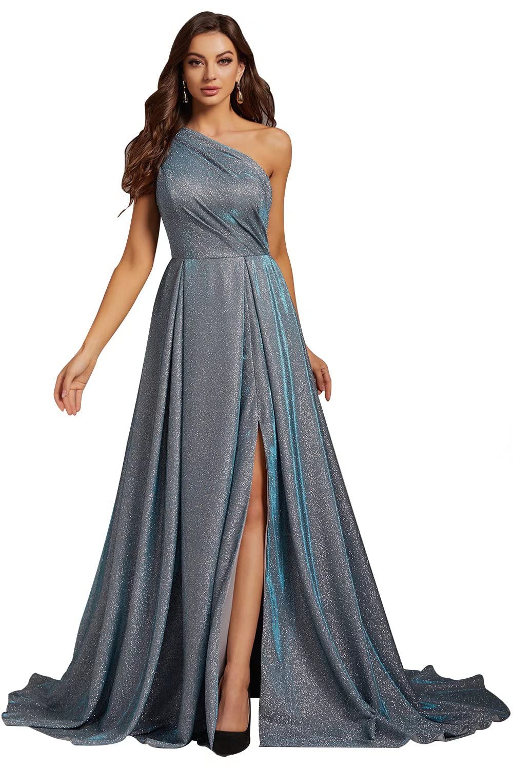Smileven Women's Glittery One Shoulder Prom Dress for Formal Evening Party Gowns - Perfect for Homecoming, Prom Night, Cocktail Parties & Special Occasions