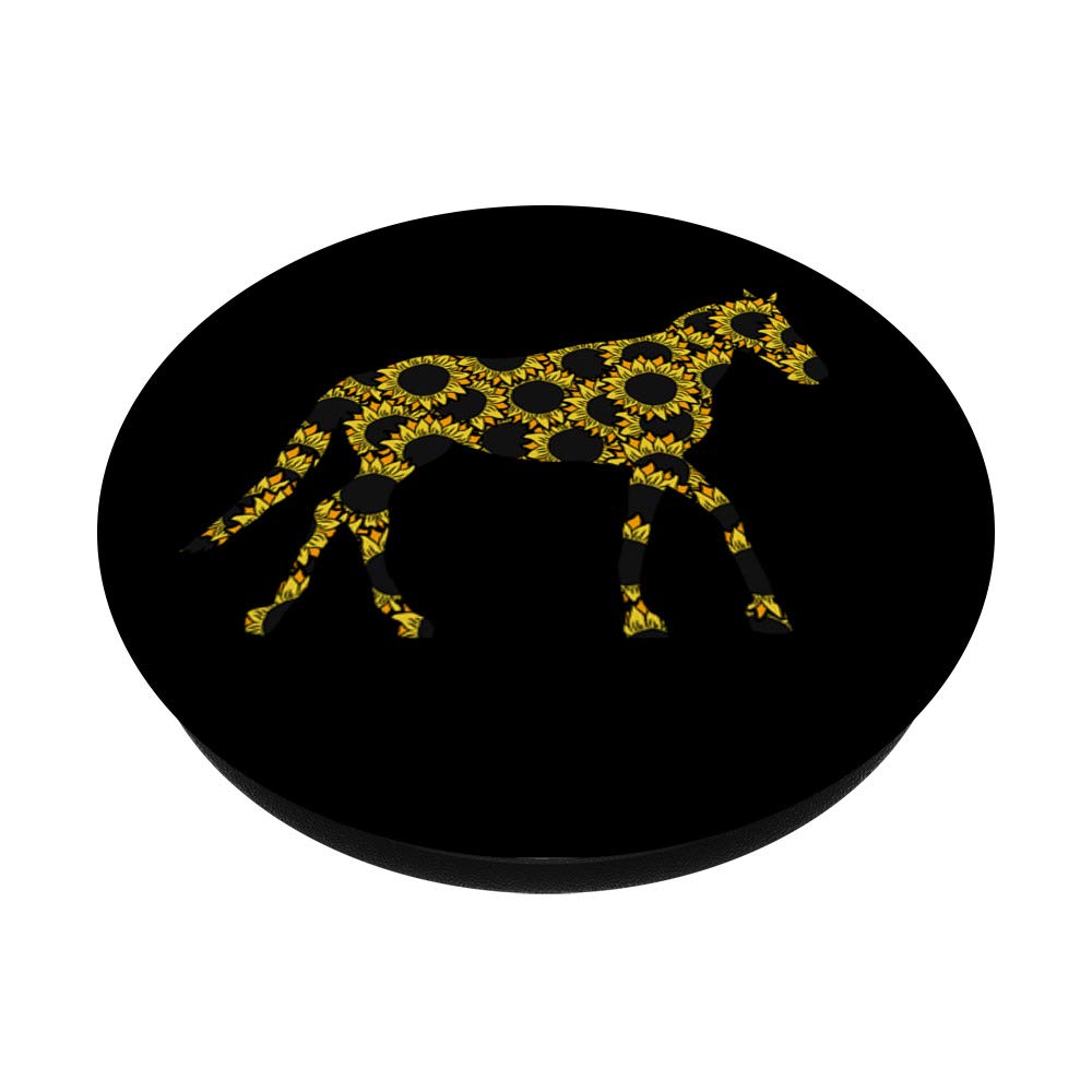 Sunflower Horse Lover Black PopSockets Grip & Stand for iPhone, Samsung & Tablets - Perfect for Riding, Outdoor Activities & Phone Protection