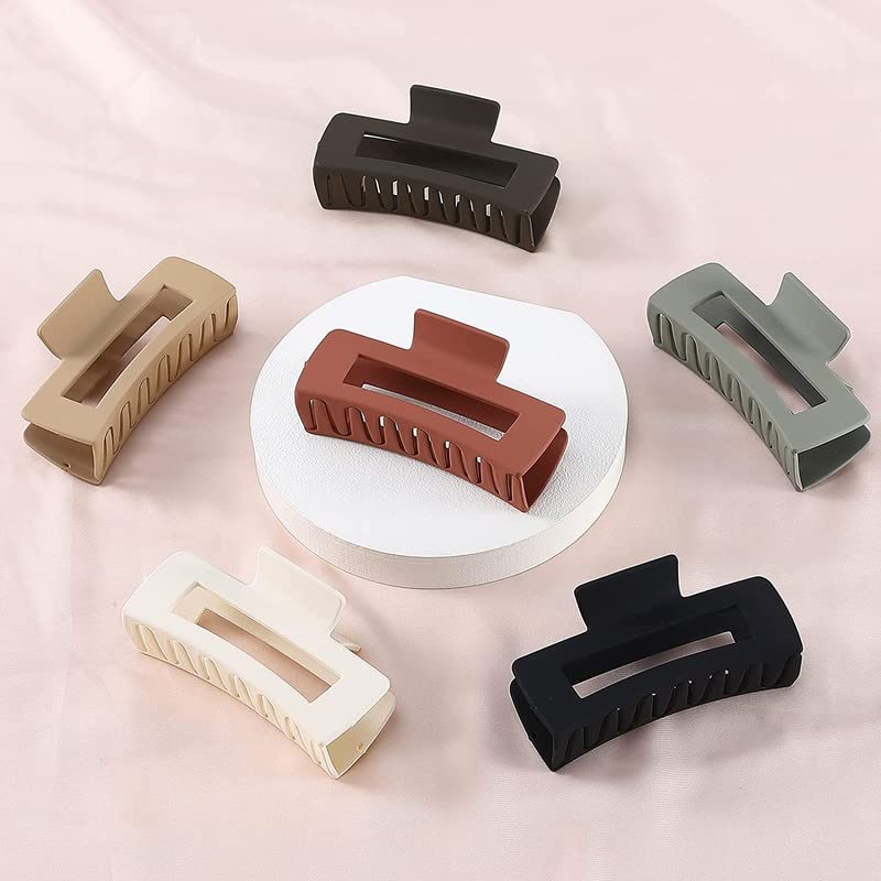 Trendy Club 6-Piece Large Hair Claw Clips for Thick Hair - 4 Inch Non-Slip Acrylic Banana Jaw Clips for Women & Girls (6 Colors) - Perfect for Ponytails, Buns & Everyday Hairstyles
