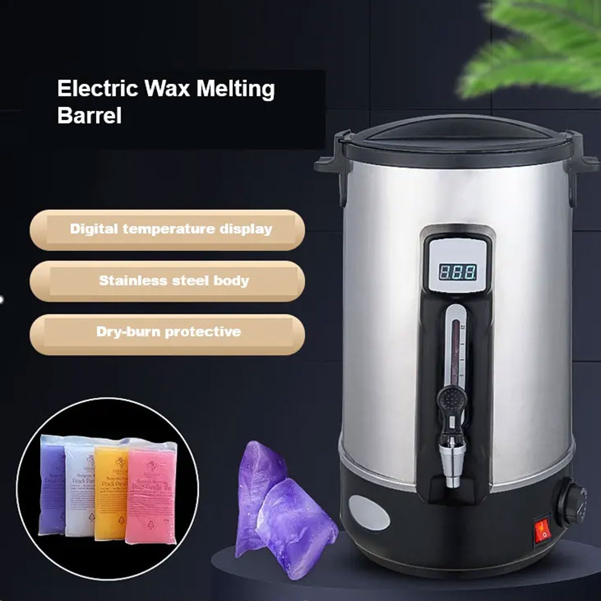 JOSBY 12L Stainless Steel Paraffin Wax Warmer Heater - 1500W Commercial Electric Wax Melting Pot with 86℉-230℉ Adjustable Temperature Control, Dual Layer Insulation & Dry Burn Protection - Perfect for Spa, Salon, Nail Care, Home Waxing & DIY Candle Making