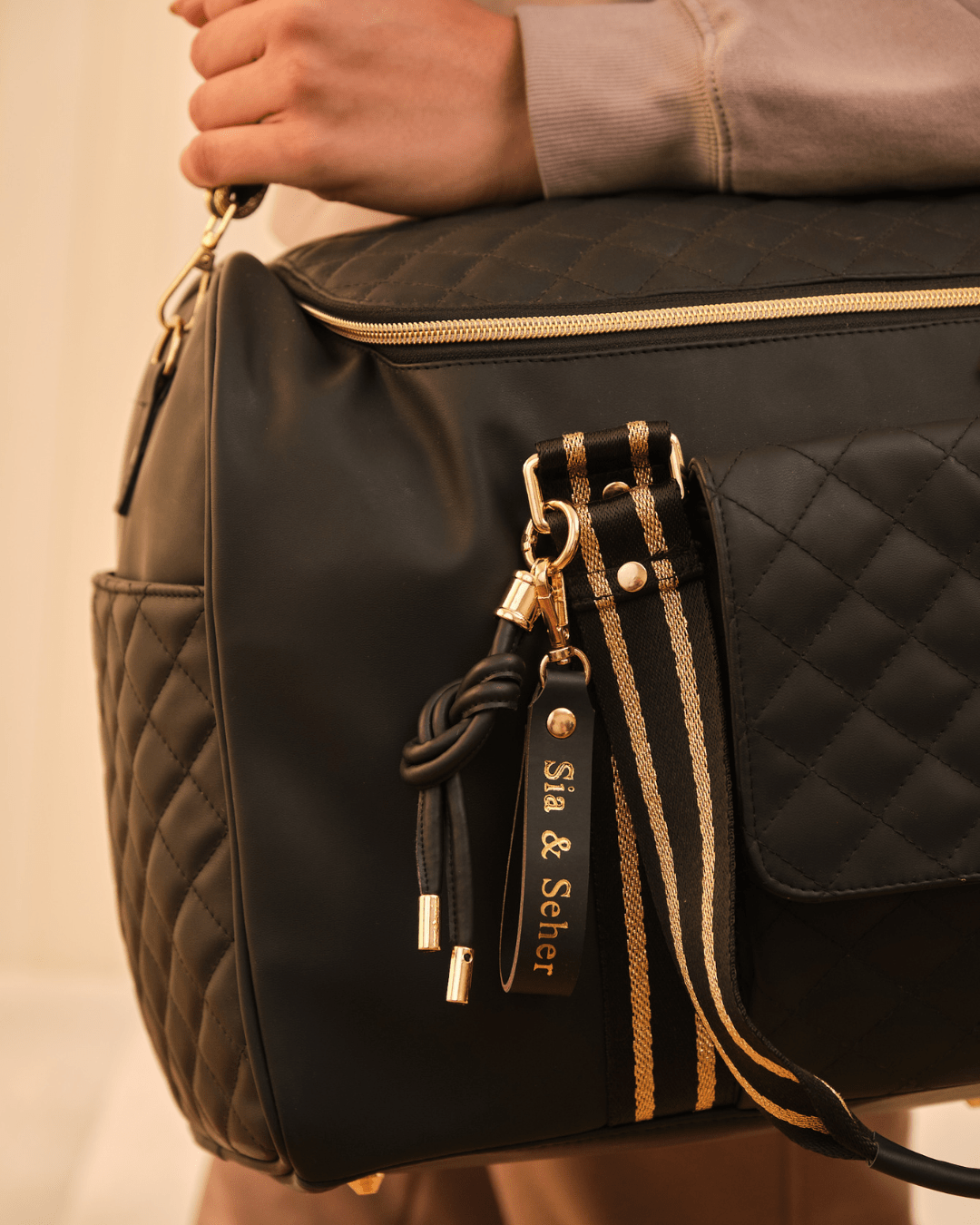 The Mama Mia Weekender Bag - Stylish Black Travel Duffle for Women | Perfect for Gym, Overnight Trips & Weekend Getaways