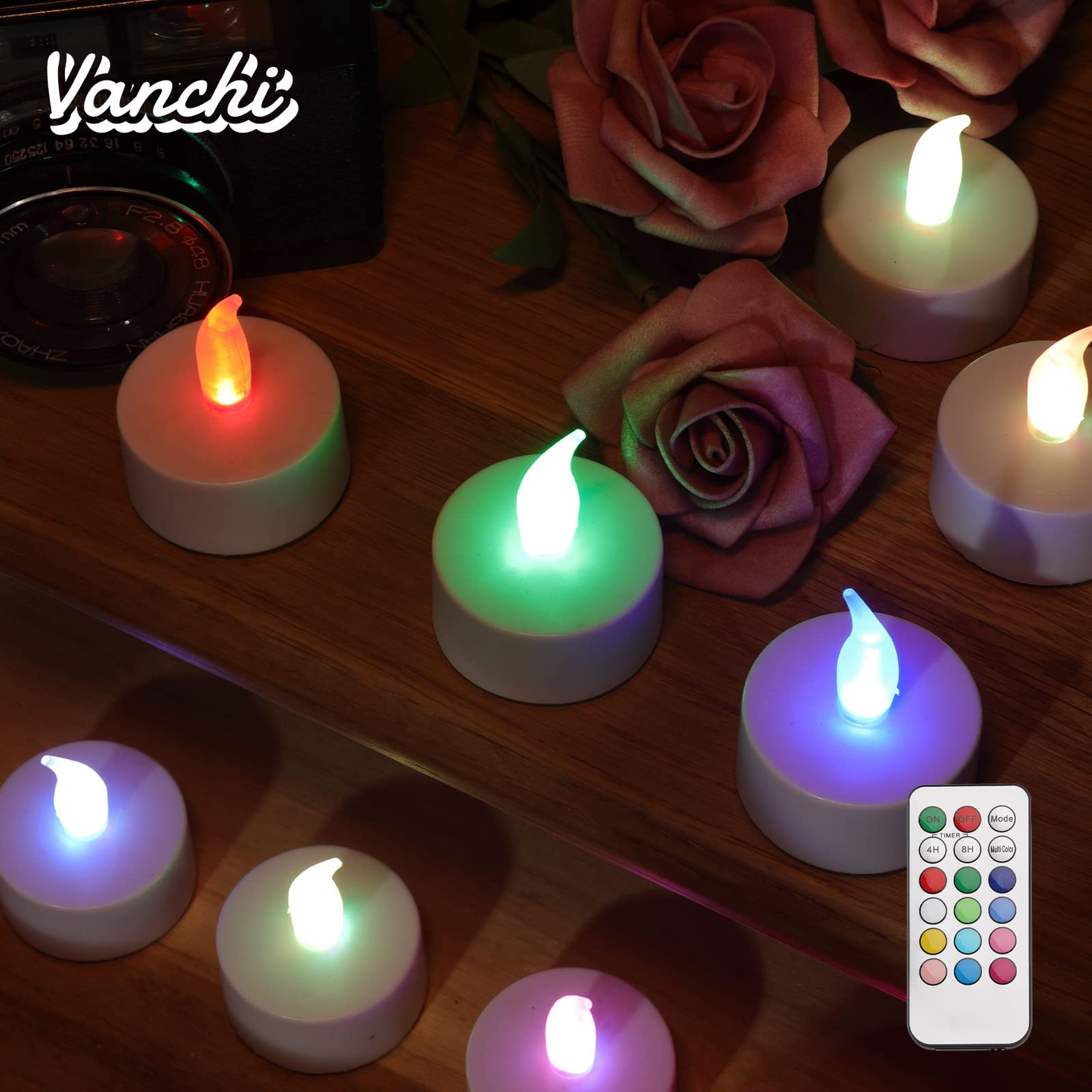 Vanchi 9-Pack Color Changing LED Tea Lights with Timer & Remote Control - Flameless Battery Candles for Christmas, Wedding, Party & Home Decor - Perfect for Centerpieces, Holiday Displays & Romantic Ambiance