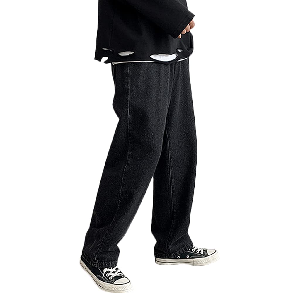 Rexcyril Men's Loose Fit Straight Leg Denim Jeans - Baggy Wide Leg Casual Pants for Everyday Wear | Comfortable & Stylish for Work, Travel & Street Fashion