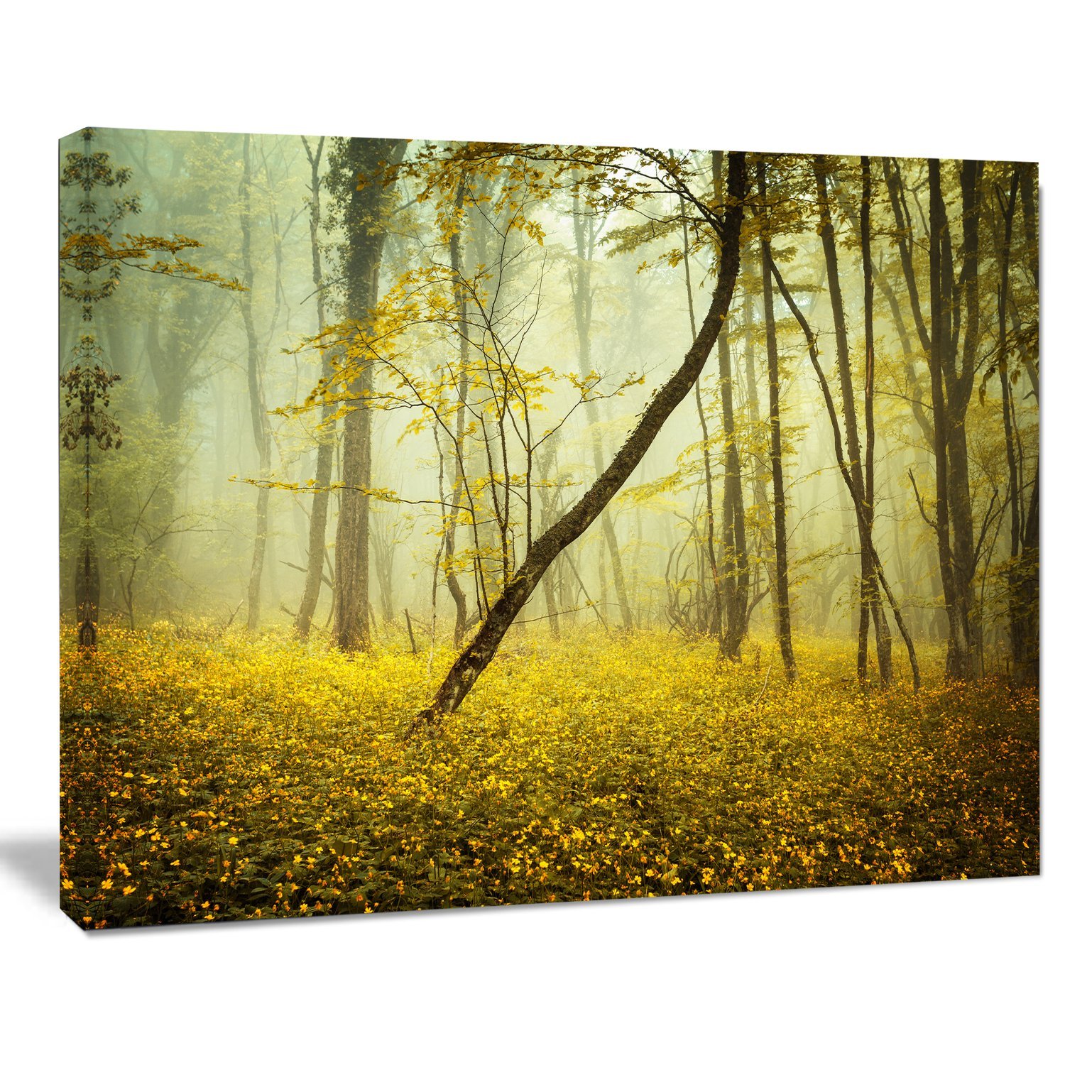 Yellow Flower Forest Landscape Canvas Print - Nature Wall Art for Living Room, Bedroom & Office Decor