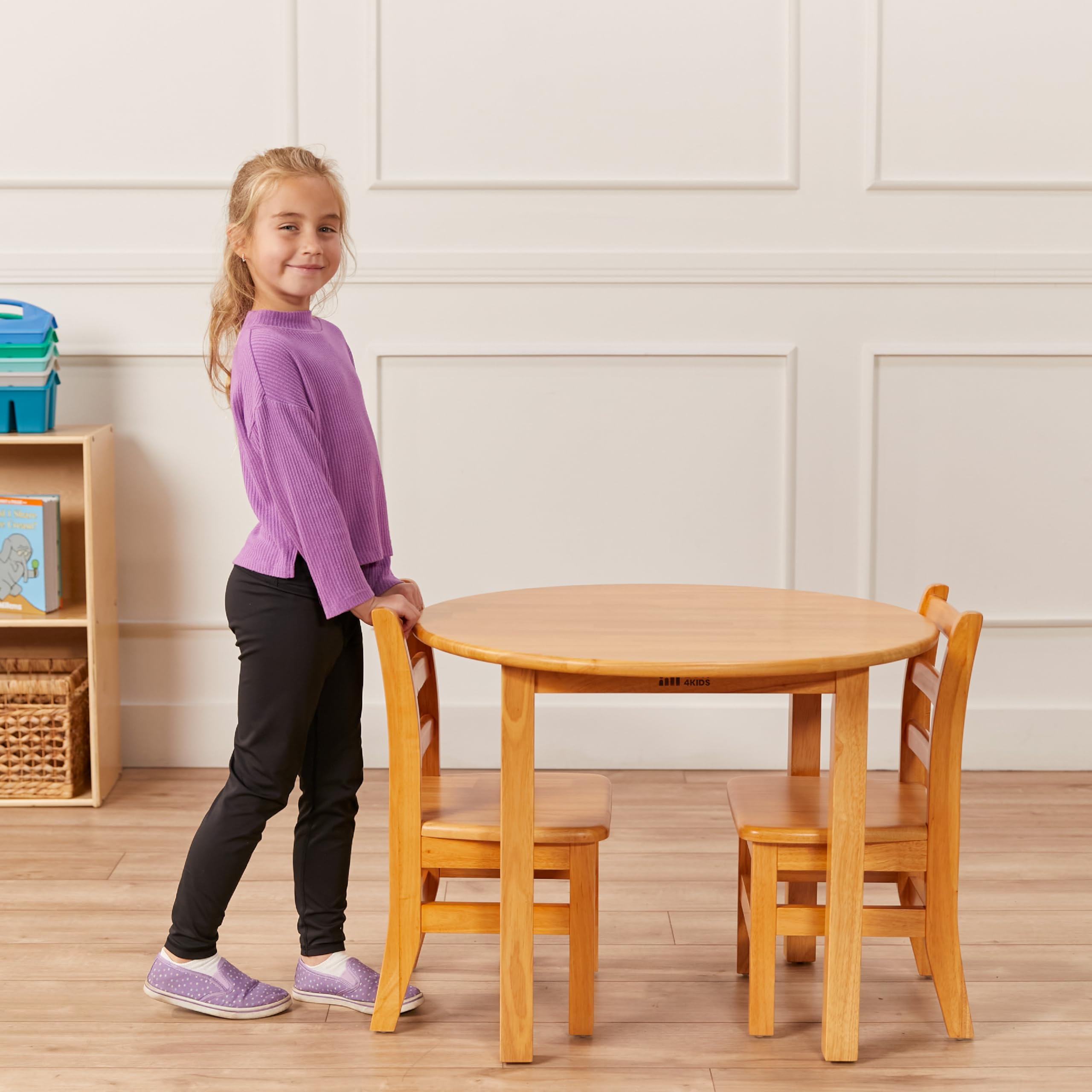ECR4Kids 30 Inch Round Hardwood Kids Table with 22 Inch Legs - Natural Honey Finish - Durable Children's Furniture for Classroom, Playroom & Home Learning