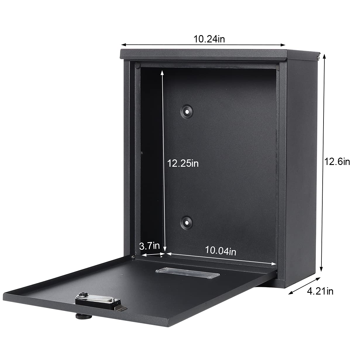 Secure Wall Mount Mailbox with Combination Lock - 12.6 x 10.24 x 4.21 Inch Weatherproof Outdoor Mailbox in Black - Perfect for Homes, Apartments & Offices