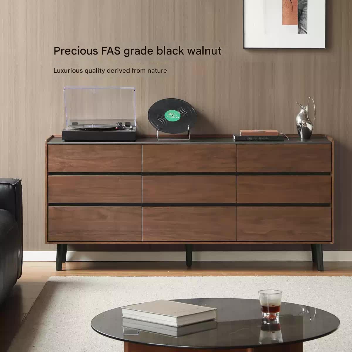 Premium Black Walnut Solid Wood Italian Style Luxury Dresser - Elegant Bedroom Storage Solution for Master Bedrooms & Guest Rooms