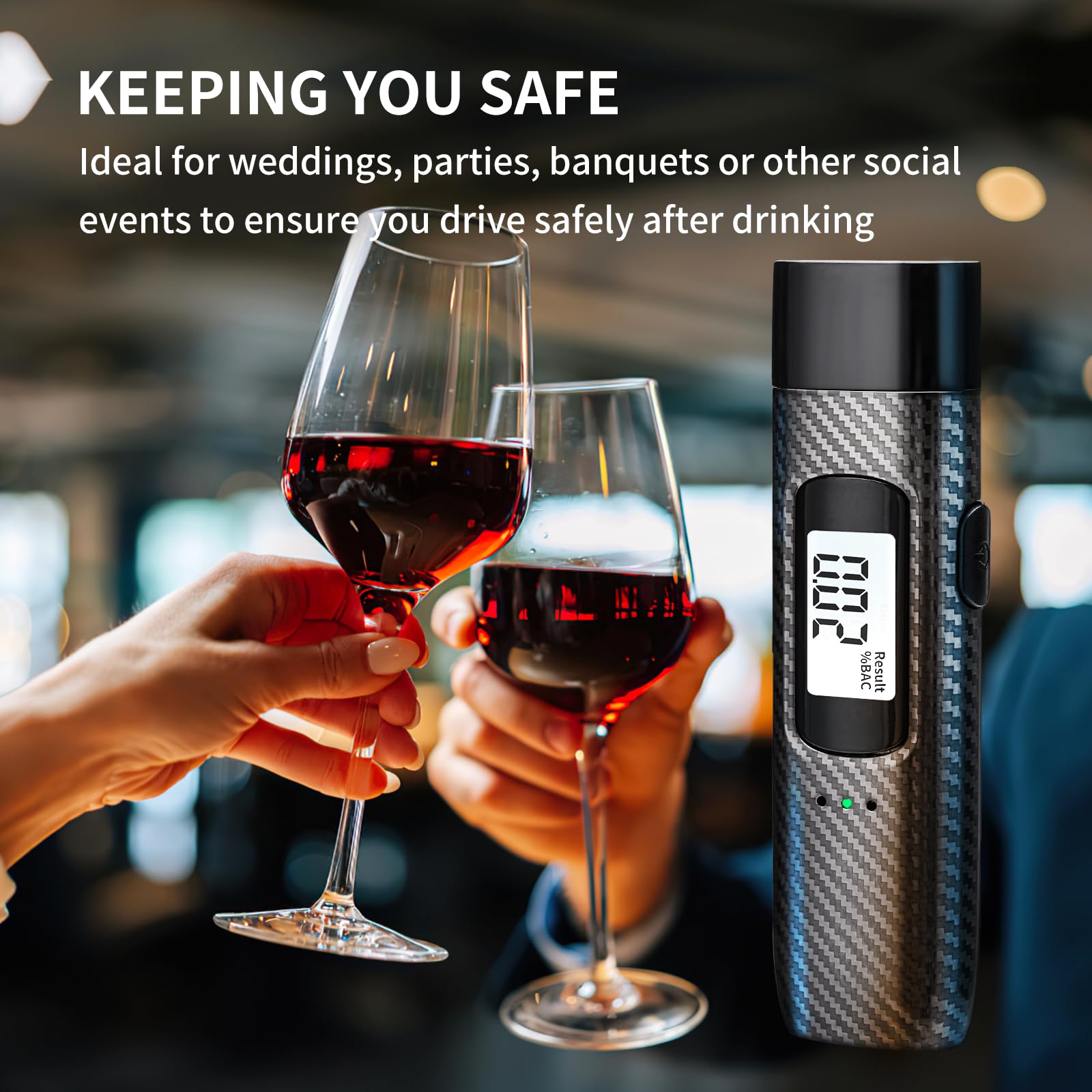 ZOOS Portable Breathalyzer for Alcohol Testing - Digital LCD Display & Voice Alert, Rechargeable Personal Breath Alcohol Tester - Perfect for Home Parties, Bars, and Personal Safety Use