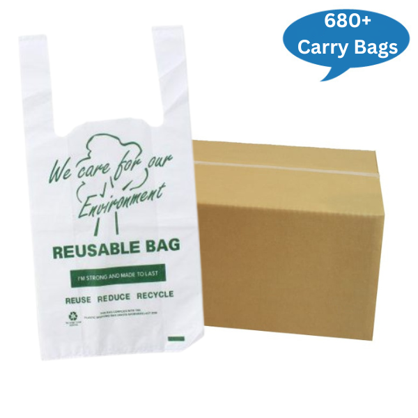 Eco-Friendly Reusable Printed Plastic Grocery Bags 35UM - Durable Shopping Totes for Groceries, Retail & Farmers Market Use