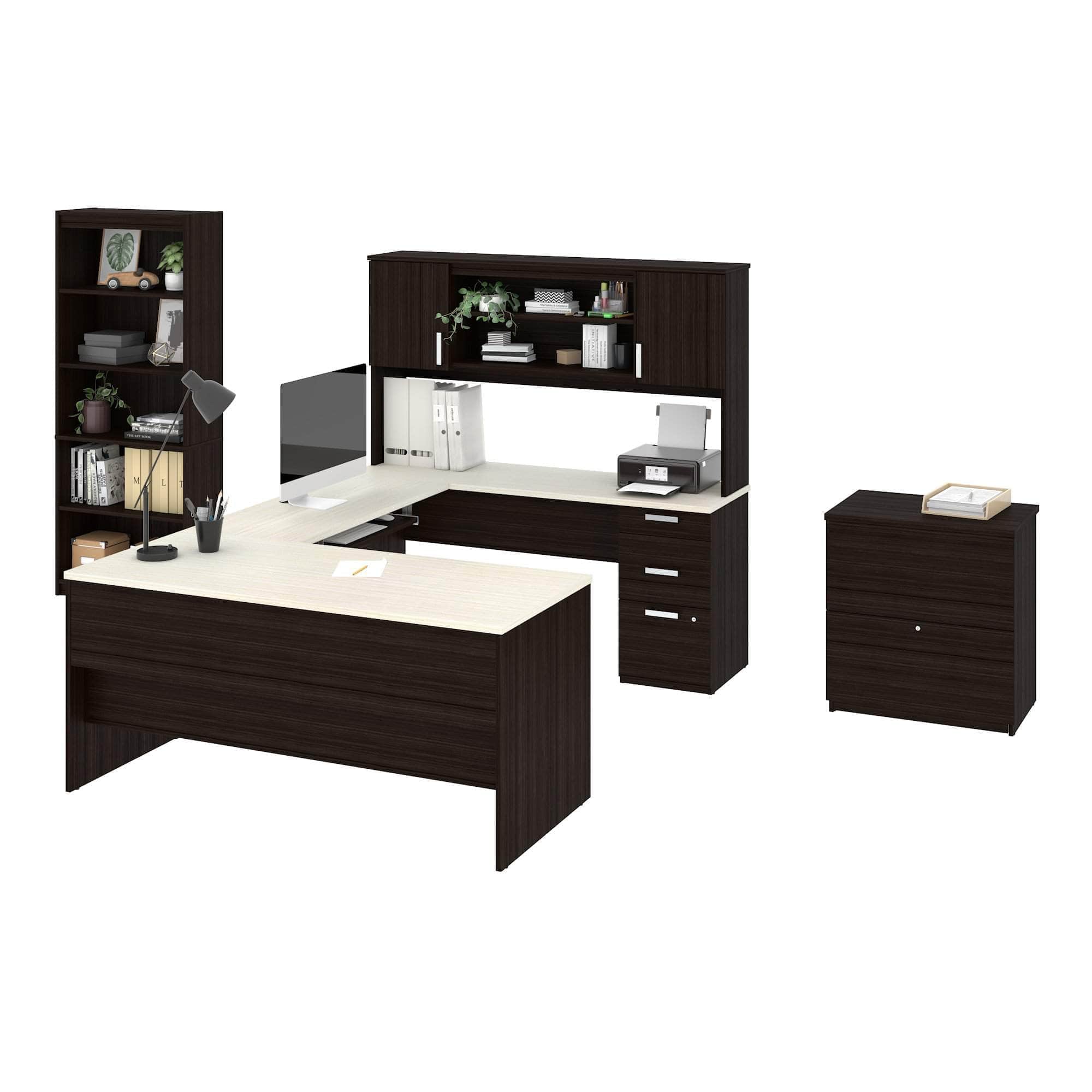 Ridgeley Executive Computer Desk with Hutch, Lateral File Cabinet & Bookcase - 2 Color Options | Home Office & Study Room Furniture for Professionals