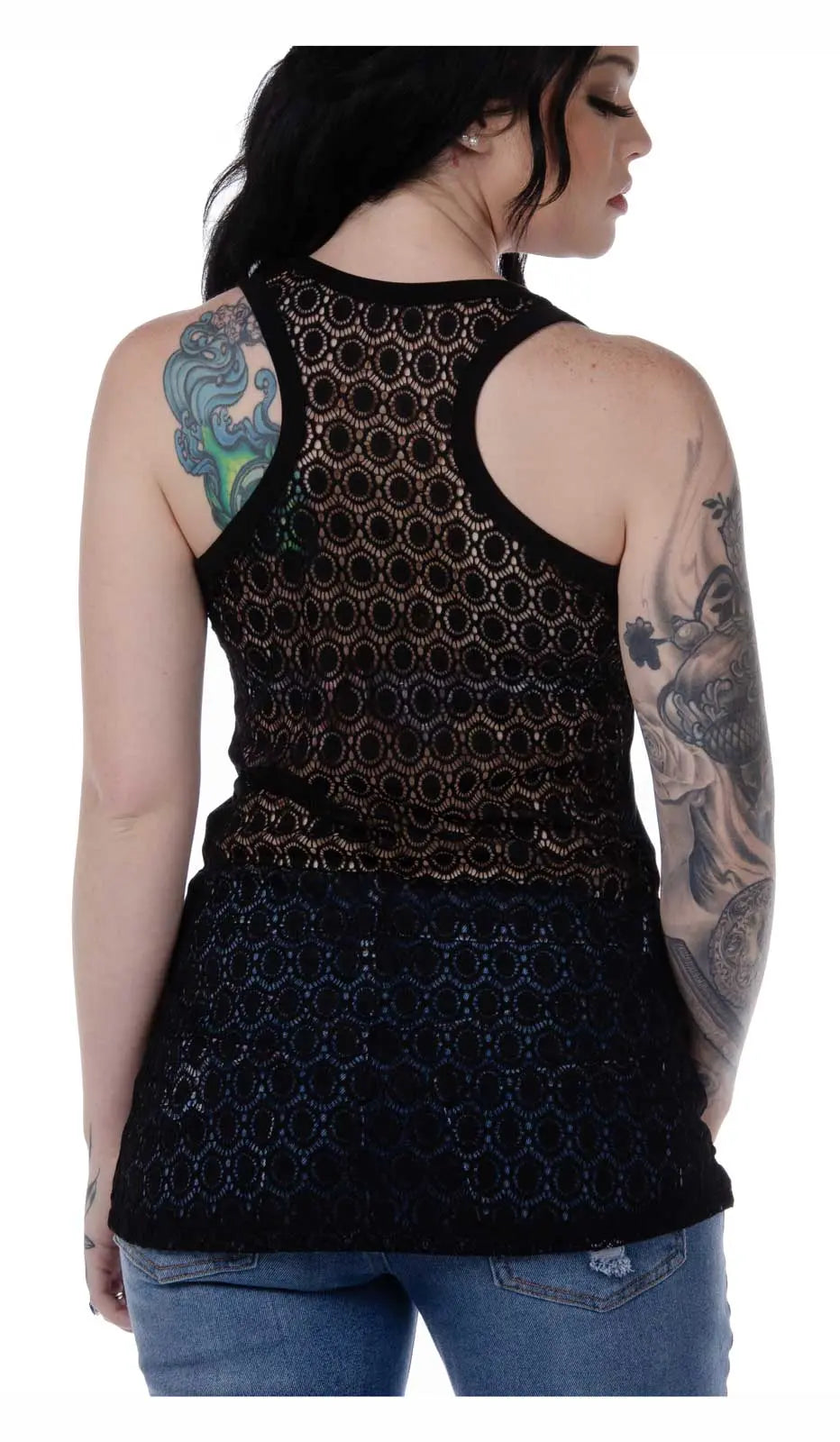 Liberty Wear Women's Sexy Cut Out Lace Back Tank Top - Summer Sleeveless Casual Blouse for Date Night & Beach Outfits