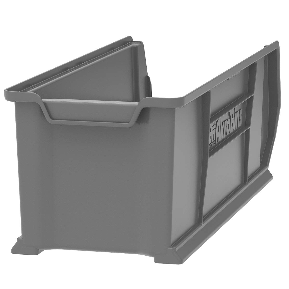 Akro-Mils 30292 Super-Size AkroBins Plastic Storage Bins - 4-Pack Grey Stackable Organizer Bins (30