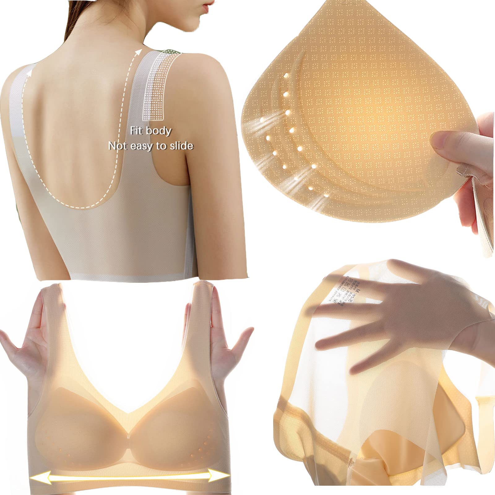 Ultra-Thin Ice Silk Sports Bra for Women - Seamless Wireless Bralette with Removable Pads - Breathable & Comfortable for Yoga, Running, Gym & Everyday Wear