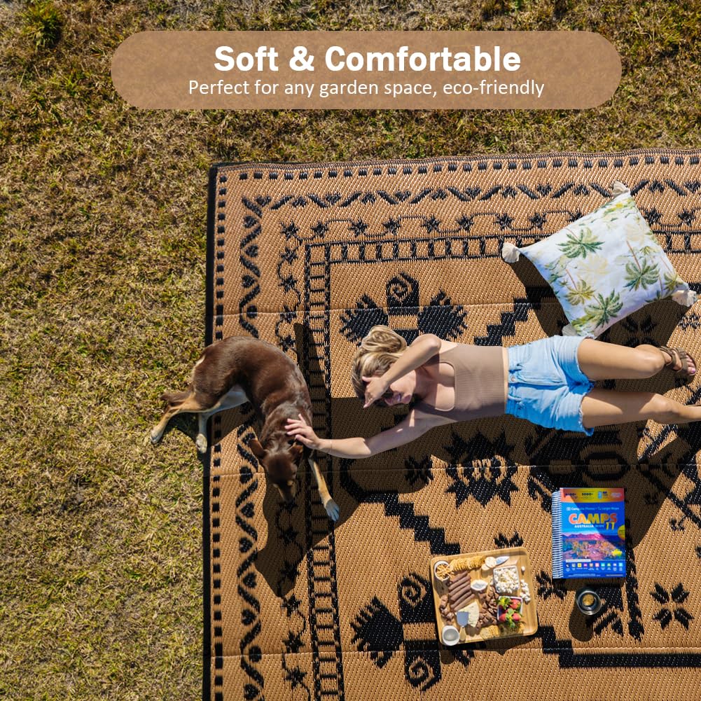 LILIOFFIC 5'x8' Waterproof Reversible Indoor Outdoor Rug - Durable Plastic Straw Mat for Patio, Deck, RV, Camping, Picnic & Beach | Portable & Easy to Clean | Perfect for Outdoor Entertaining & Relaxation