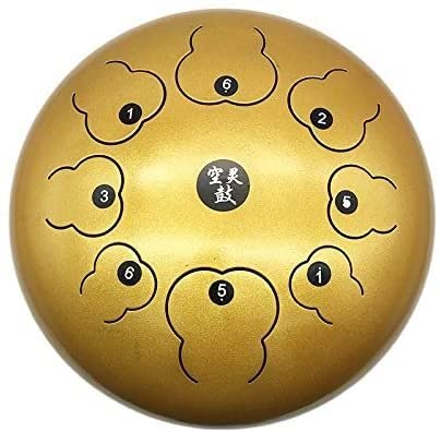 12 Inch 8-Tone Steel Tongue Drum Percussion Instrument - Balmy Handpan Drum with Drumsticks for Meditation, Yoga, Zen & Sound Therapy | Perfect for Relaxation, Music Therapy & Stress Relief (Gold Finish)