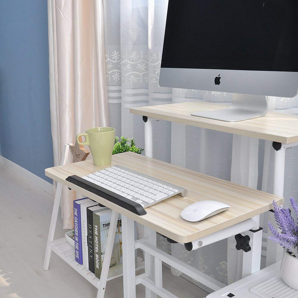 Adjustable Mobile Standing Desk with Wheels - FOME Height Adjustable Laptop Workstation, Rolling Presentation Cart with Tilting Panel for Office & Home Use - Perfect for Standing & Seating Work Modes in Workspaces, Classrooms & Conferences