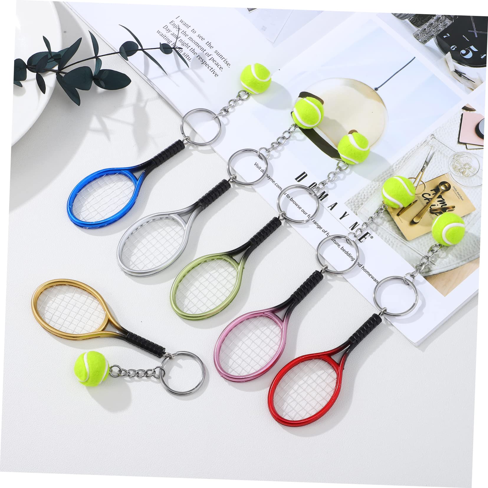 FOYTOKI 48 Pcs Tennis Keychain Set - Athlete Keyring Accessories for Women, Mini Flocking Car Keychains - Perfect for Tennis Lovers, Sports Gifts & Everyday Use