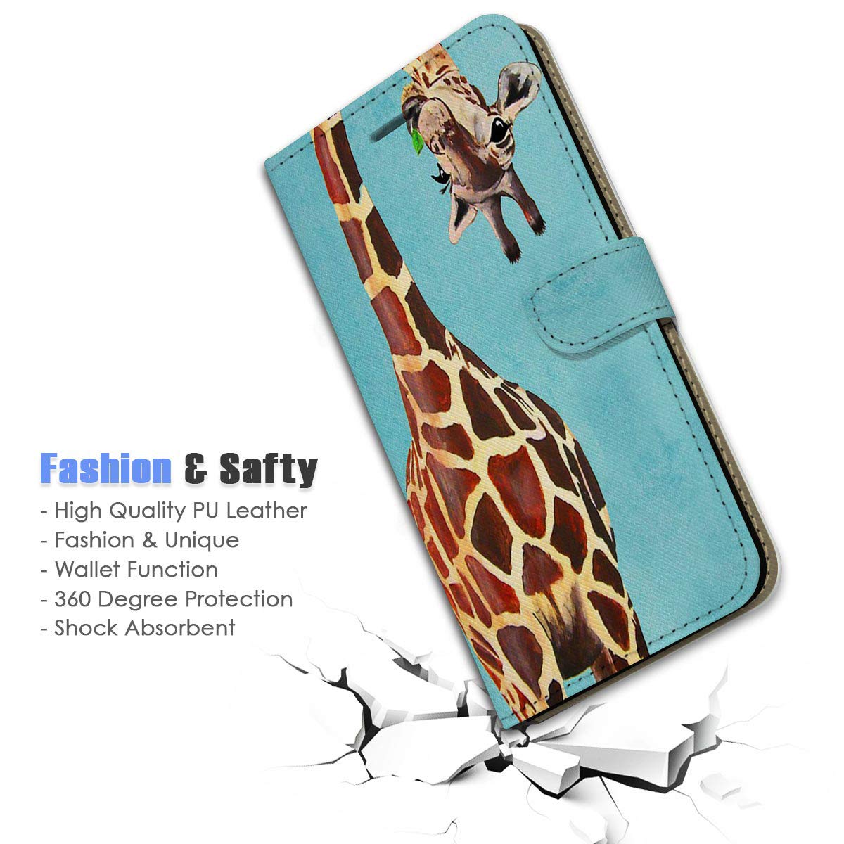 Funny Giraffe Flip Wallet Case for iPhone 13 Pro Max - Slim Protective Cover with Card Slots & Stand Feature | Perfect for Daily Use, Travel, and Hands-Free Viewing