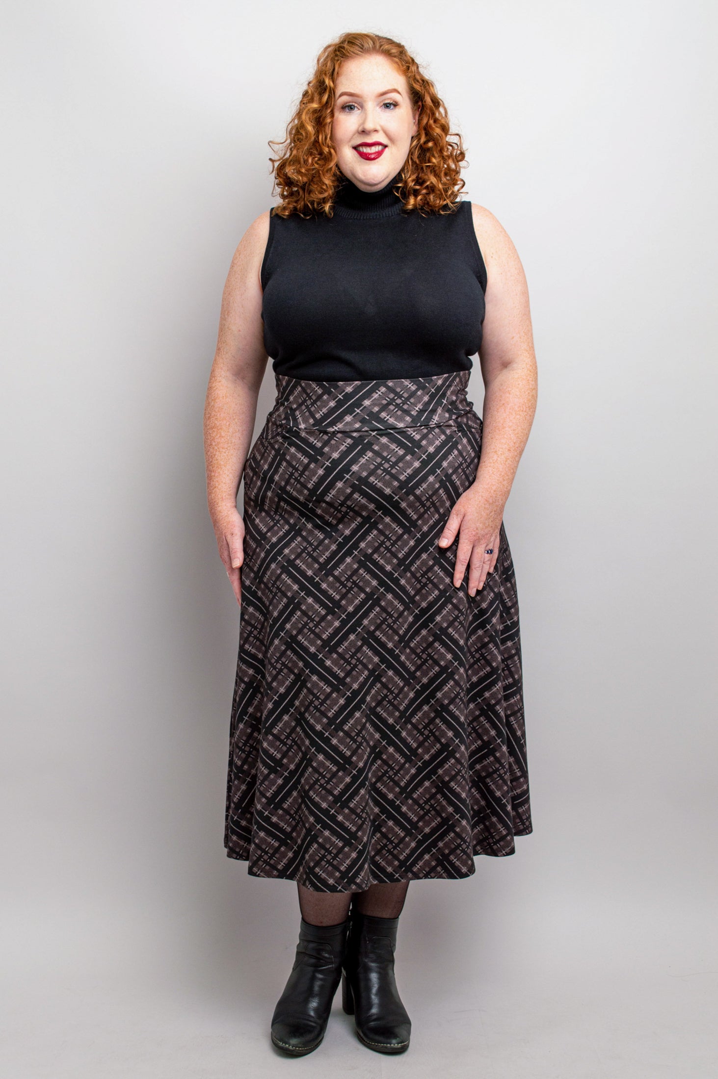 Gillian Women's Plaid Skirt - Soft Bamboo Fabric, Comfortable & Stylish A-Line Design - Perfect for Office, Casual Outings & Special Occasions