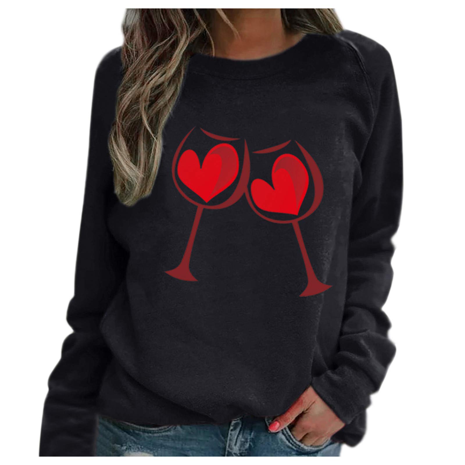 Women's Long Sleeve Raglan T-Shirt - Printed Casual Blouse with Wine Color - Perfect for Date Nights, Casual Outings & Everyday Wear