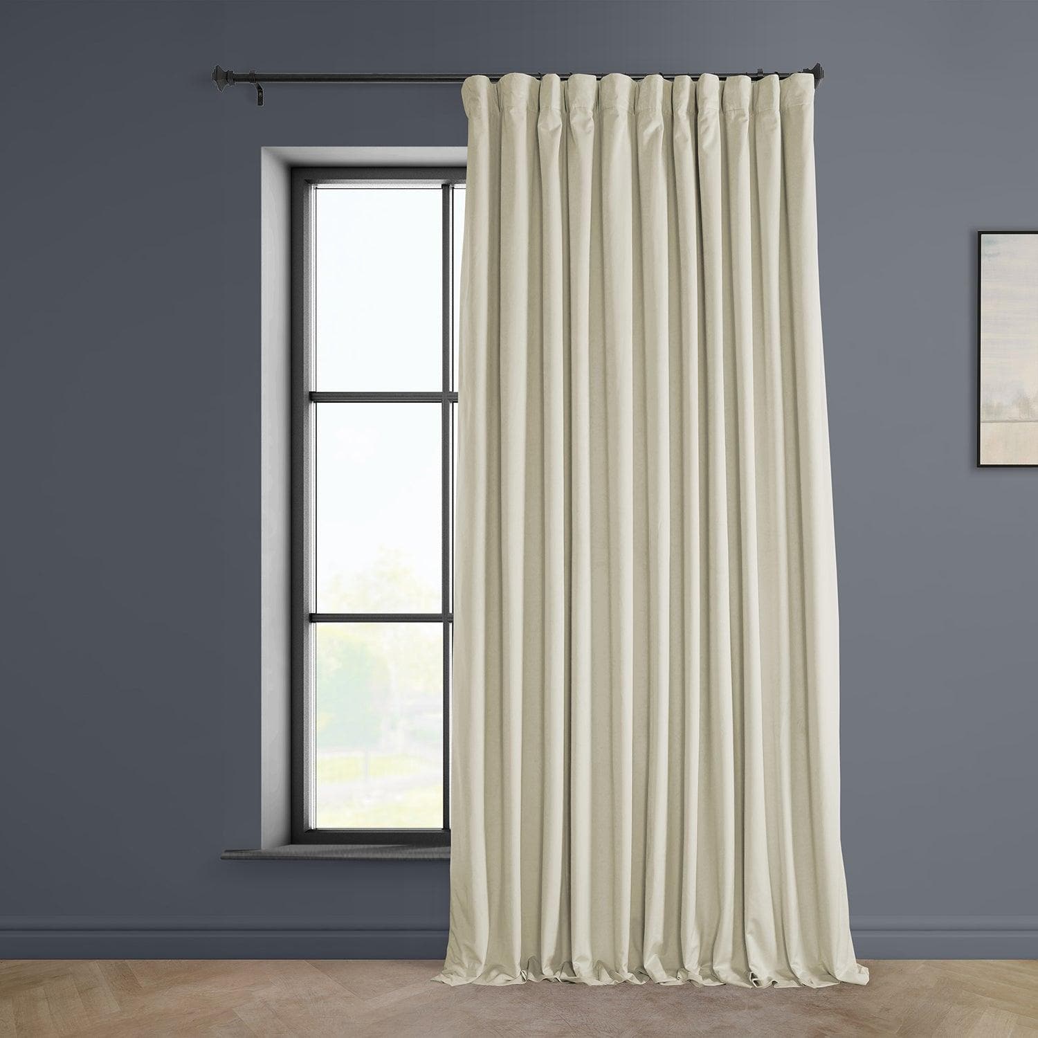Au Lait Crème Extra Wide Heritage Plush Velvet Blackout Curtains for Bedroom - Thermal Insulated Noise Reducing Window Drapes for Living Room & Nursery (90