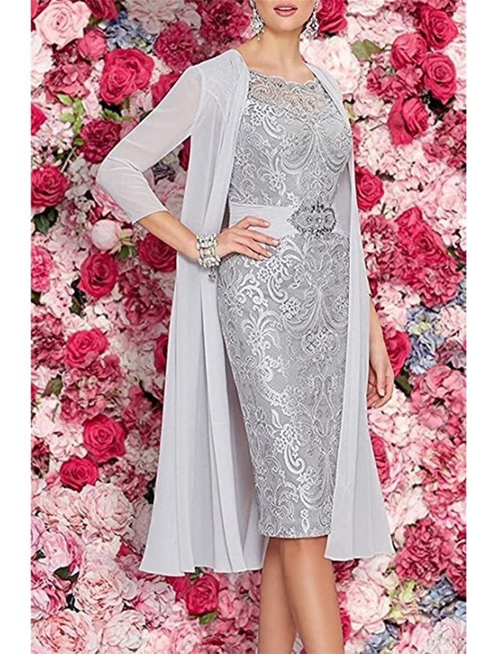 Elegant AUPRP 3/4 Sleeve Sage Green Mother of the Bride Dress Set - 2 Piece Lace Applique Maxi Dress with Jacket, Size US 16 | Perfect for Weddings, Formal Parties & Special Occasions