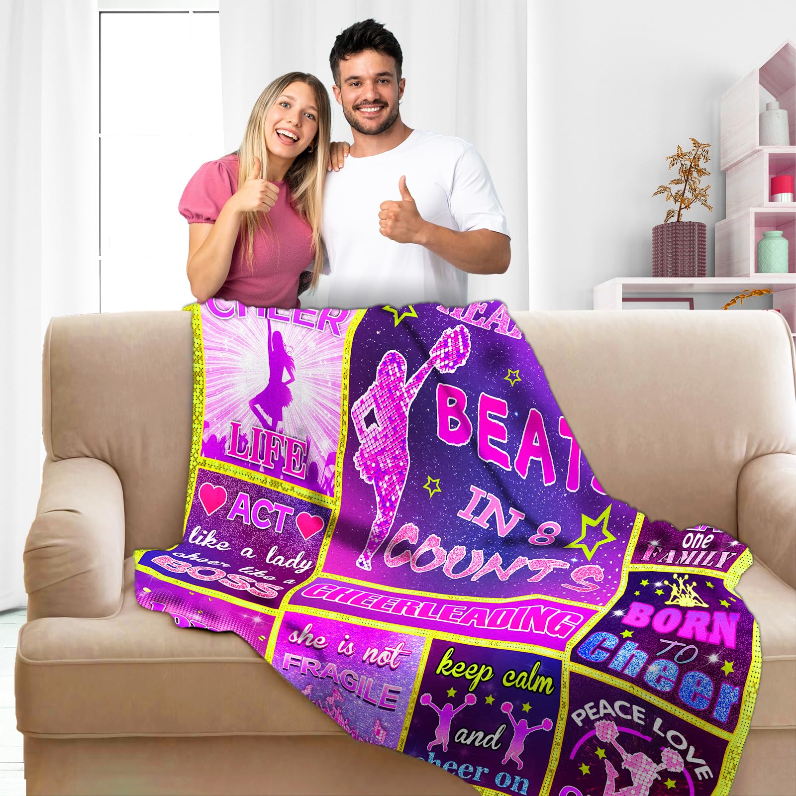 Cheerleader Gifts Bulk - 60x50 Inch Soft Cheerleading Blanket for Team, Coach & Girls - Perfect for Games, Competitions & Team Spirit Gifts