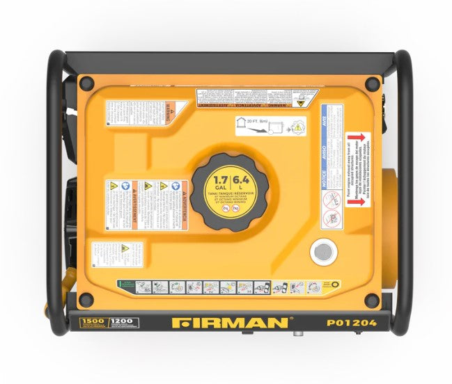 Firman P01204 1200W/1500W 20 Amp Portable Generator with CO Alert - Perfect for Camping, RV Trips & Emergency Power Backup