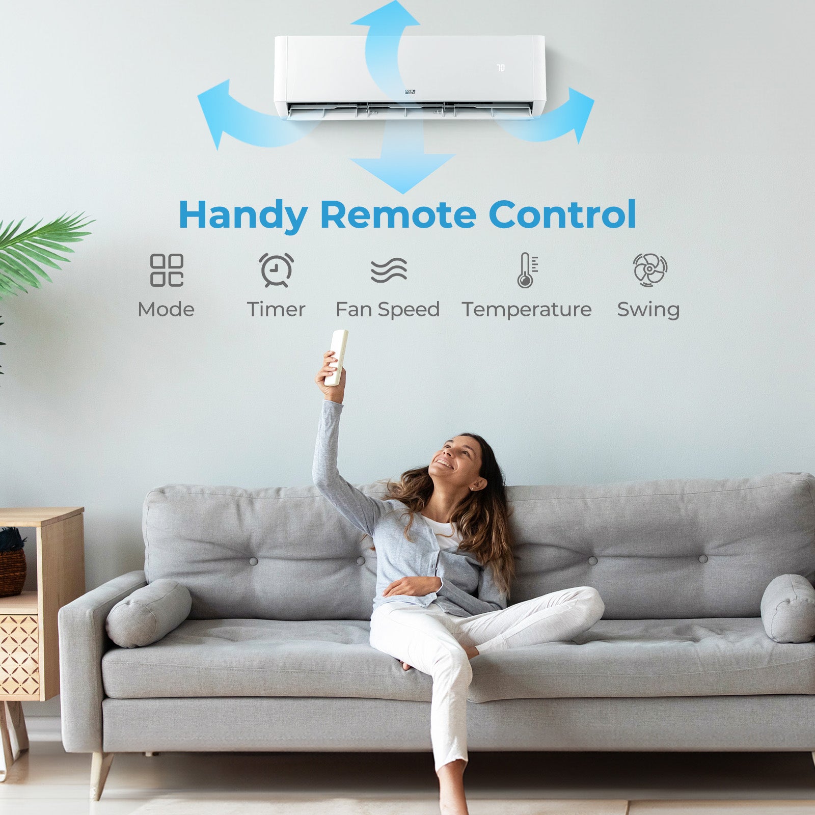 Costway 3 Zone Mini Split Air Conditioner 27000BTU with Heat Pump | Greenforce Series 9K 12K BTU | Energy Efficient Cooling & Heating for Home, Office, and Small Business