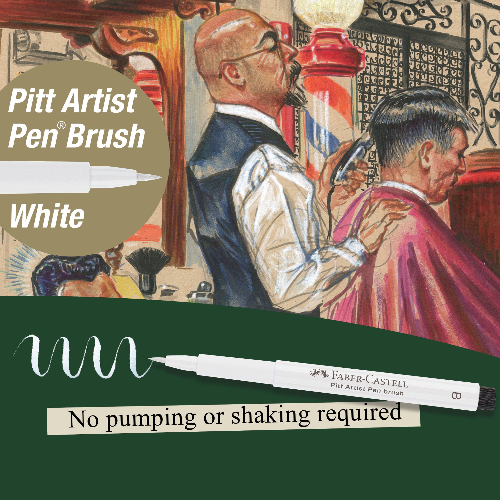 Pitt Artist Pen Brush #101 White #167401 - Professional Waterproof Ink for Calligraphy, Sketching & Illustration | Perfect for Artists, Designers & Crafters