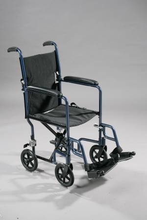 Aluminum Transport Chair with Padded Arms - 300 lbs Weight Capacity, Blue (ATC17-BL) - Ideal for Hospital, Nursing Home, and Home Care Use - Box of 1