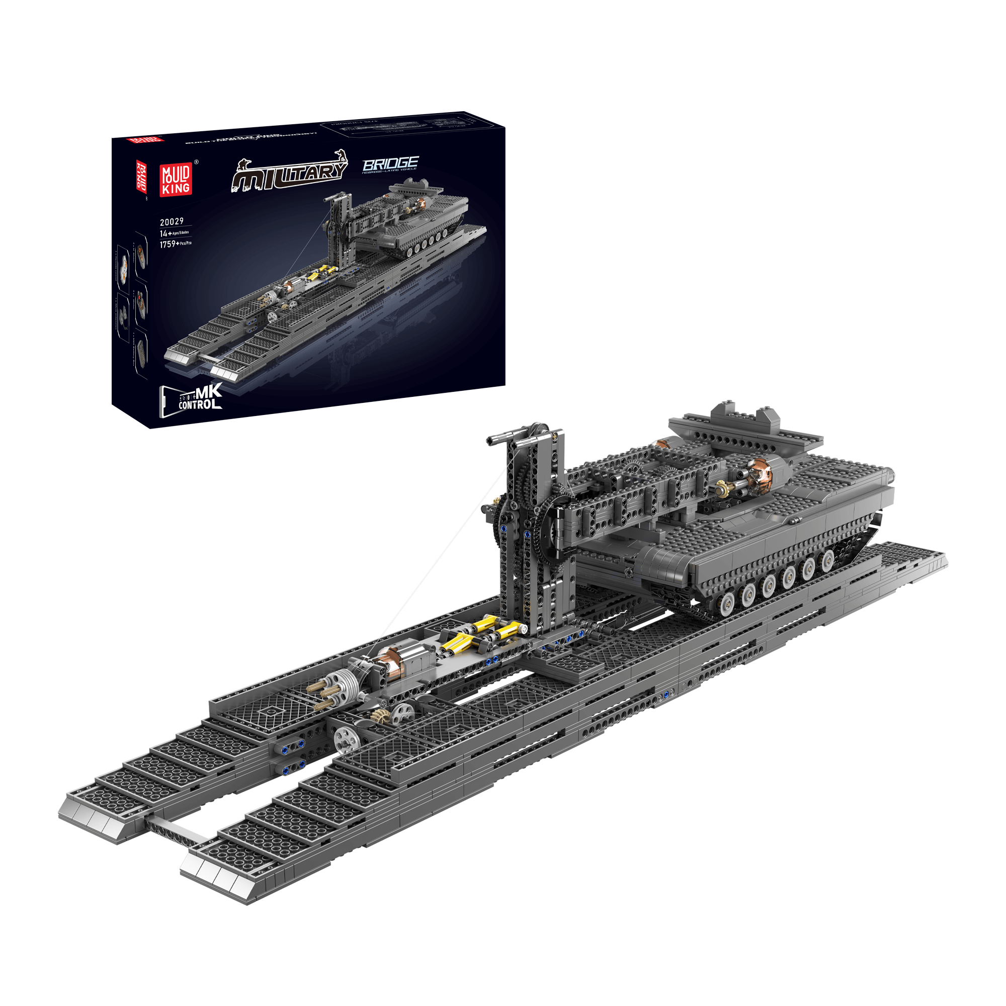 Mould King 20029 Remote Control Bridge Layer Vehicle Building Kit - 1,759 Piece Construction Toy for Kids & Adults | STEM Educational Toy for Engineering Enthusiasts | Perfect for Birthday Gifts & Model Building Projects